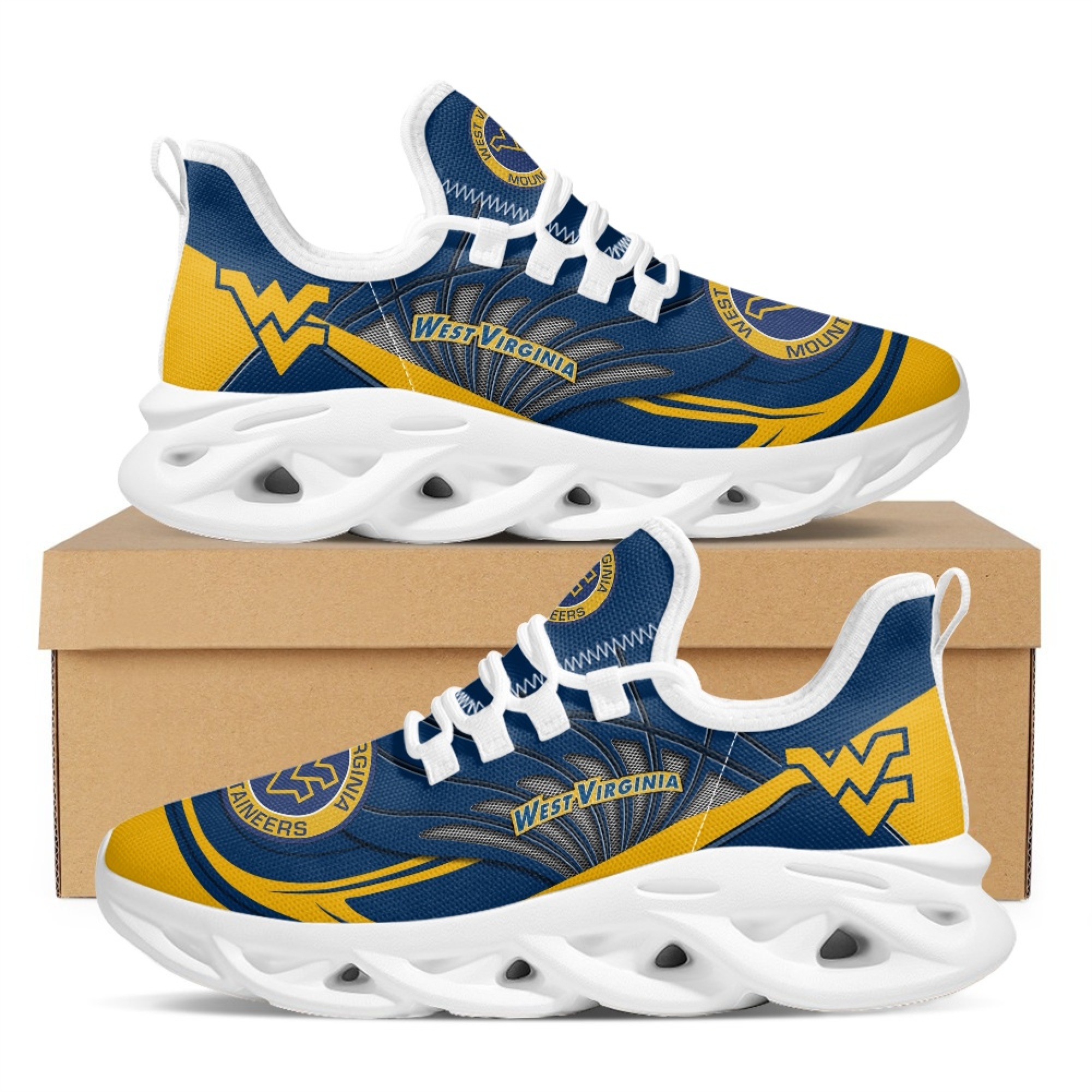 Men's West Virginia Mountaineers Flex Control Sneakers 018584